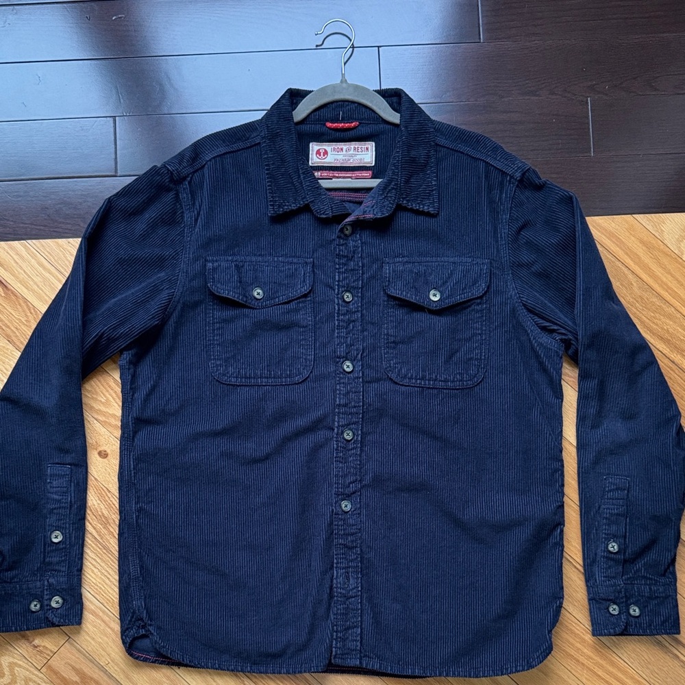 Iron & Resin heavy corduroy navy button up shirt XL